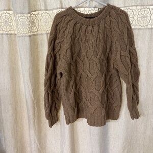 Charter Club By Jane Justin Woman’s Vintage Wool Cable Knit Sweater Brown Size L